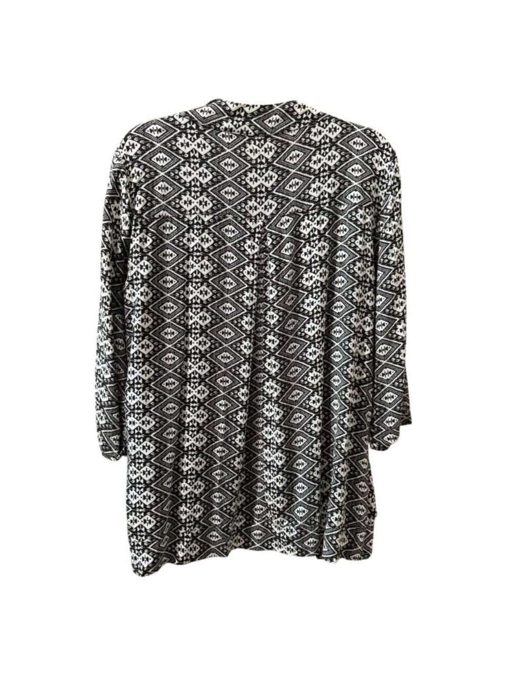 Hollister Redondo Kimono Blazer Sz M Black White Southwestern Print 3/4 Sleeve - Picture 2 of 9